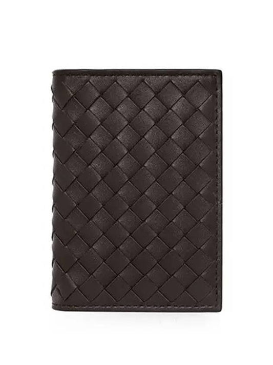 Intrecciato Flap Card Holder Dark Brown - BOTTEGA VENETA - BALAAN 2