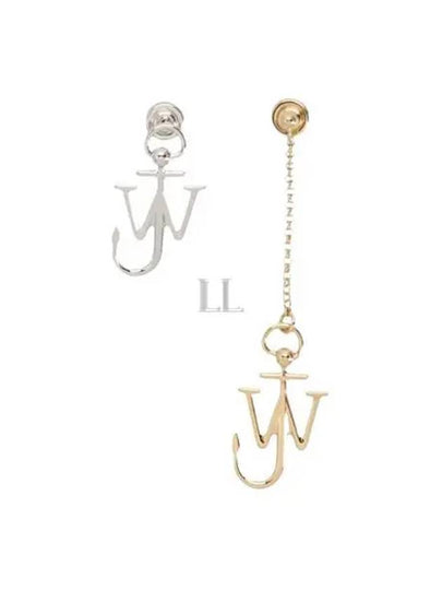 Logo Drop Unbalance Earrings Silver Gold - JW ANDERSON - BALAAN 2