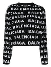 Intarsia All-Over Logo Crew Neck Knit Top Black - BALENCIAGA - BALAAN 2