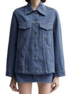 Stripe Overdyed Denim Jacket Blue - GANNI - BALAAN 1