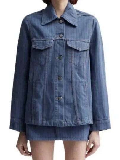 Stripe Overdyed Denim Jacket Blue - GANNI - BALAAN 2