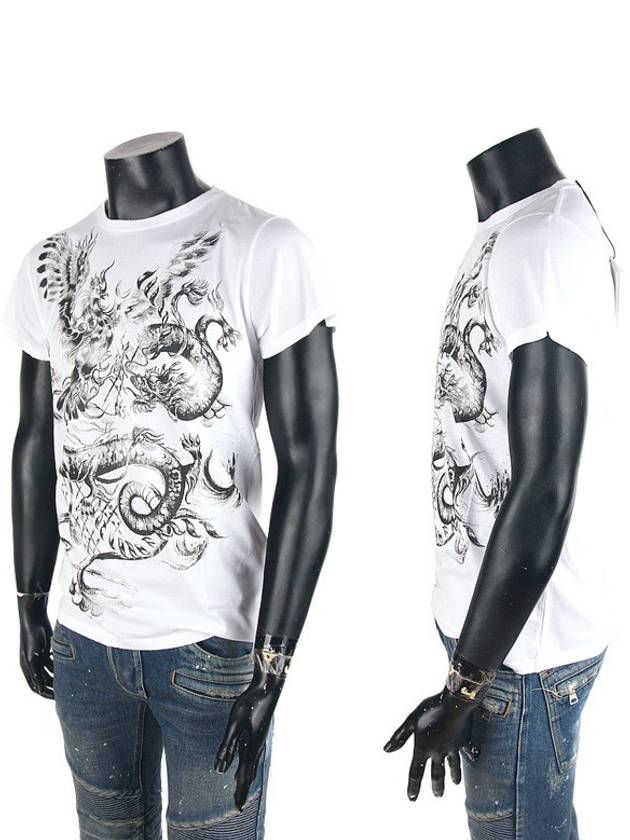 Dragon Short Sleeve T-Shirt White - BALMAIN - BALAAN.