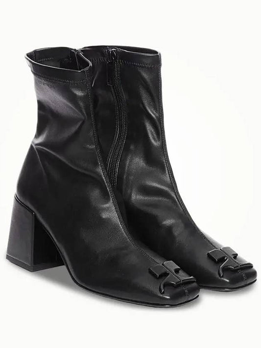 24 season Courrèges big logo leather ankle boots black - COURREGES - BALAAN 1