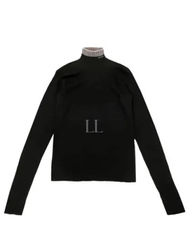 Logo Slim Fit Turtleneck Black - PRADA - BALAAN 2