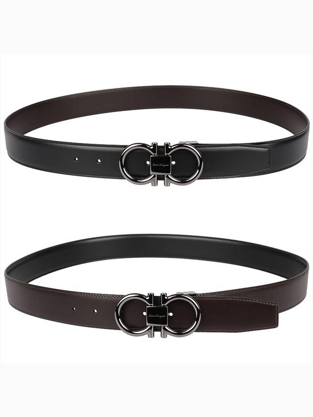 Gancini Reversible Adjustable Calfskin Leather Belt Black - SALVATORE FERRAGAMO - BALAAN 10