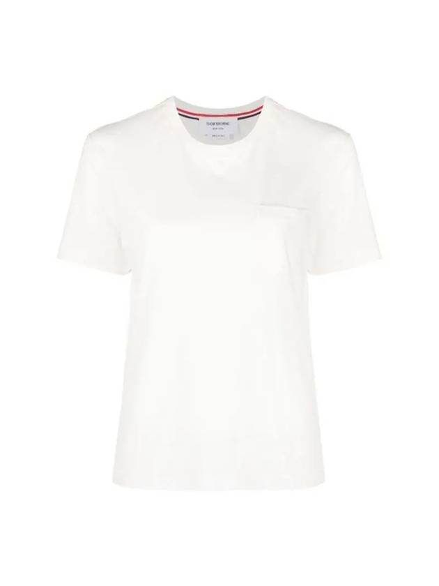 Women's Chest Patch Pocket Short Sleeve T-Shirt White - THOM BROWNE - BALAAN 1