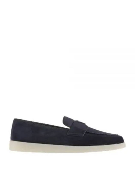 Triangle Logo Suede Loafers Navy - PRADA - BALAAN 2