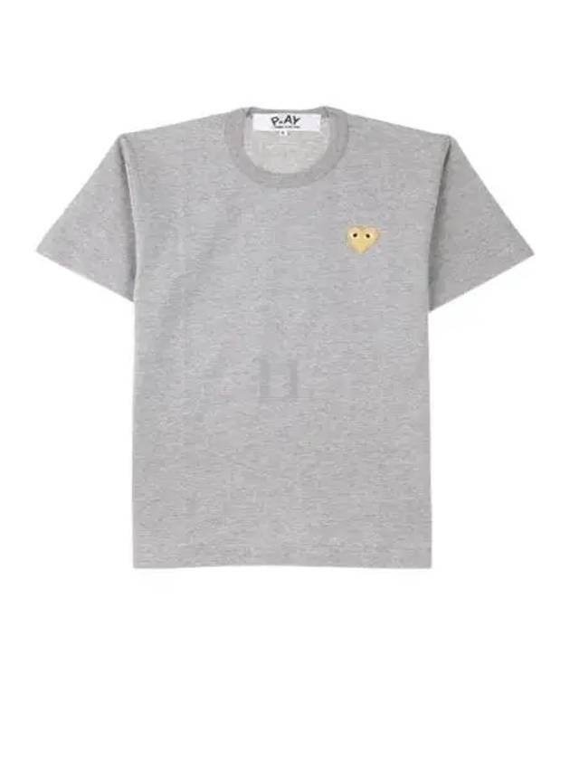 Gold Heart Wappen Short Sleeve T-Shirt Grey - COMME DES GARCONS PLAY - BALAAN 2