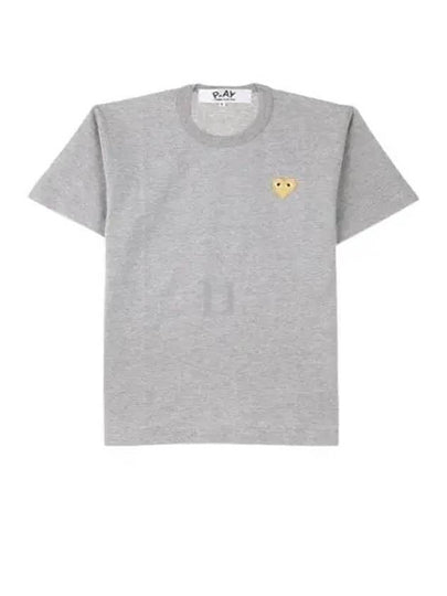 Gold Heart Wappen Short Sleeve T-Shirt Grey - COMME DES GARCONS PLAY - BALAAN 2