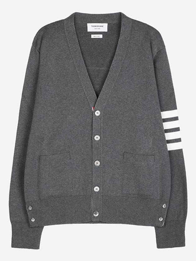 Milano Stitch 4-Bar Cardigan Medium Grey - THOM BROWNE - BALAAN 2