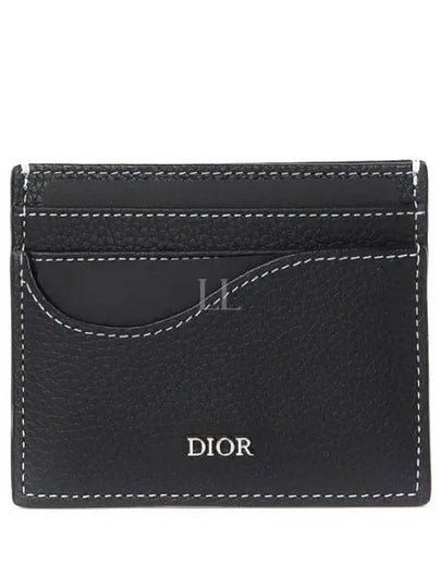 Saddle Grain Leather Card Wallet Black - DIOR - BALAAN 2