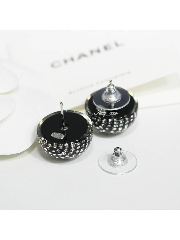 earrings metal resin diamante silver black crystal - CHANEL - BALAAN 9