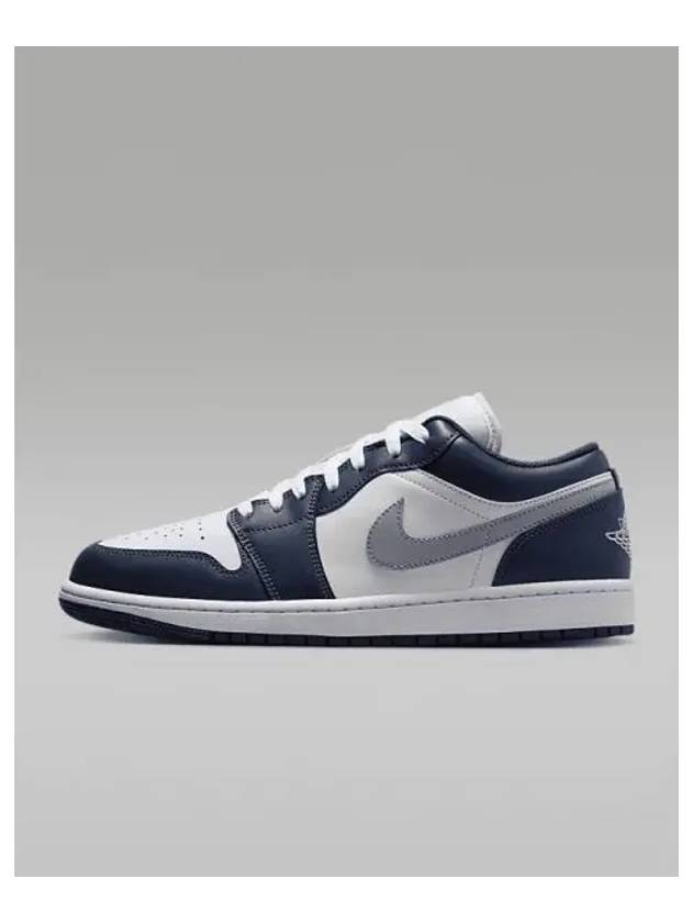 Air Jordan 1 Low Men s Sneakers White Midnight Navy Wolf Gray 553558 141 697816 - NIKE - BALAAN 1