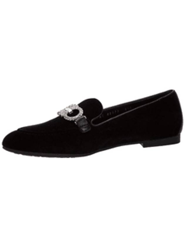 Velvet Crystal Gancini Loafers Black - SALVATORE FERRAGAMO - BALAAN 5