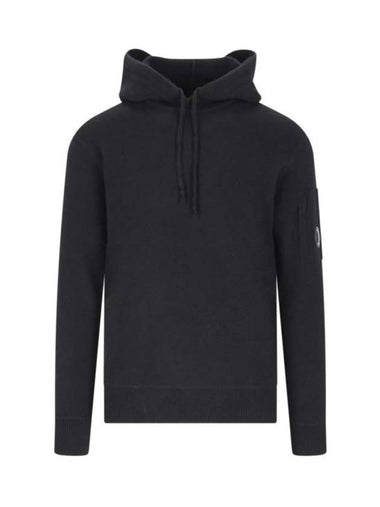 Lambswool Knit Hoodie Black - CP COMPANY - BALAAN 1