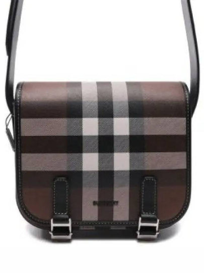 Check Print Leather Messenger Bag Dark Birch Brown - BURBERRY - BALAAN 2