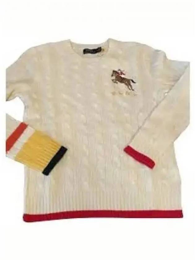 Wool Cashmere Cable Knit Sweater White - POLO RALPH LAUREN - BALAAN 2