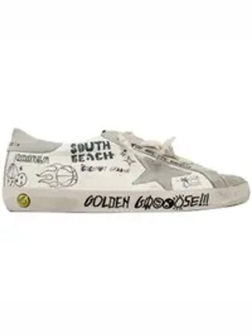 Superstar Lettering Suede Low Top Sneakers White Grey - GOLDEN GOOSE - BALAAN 1