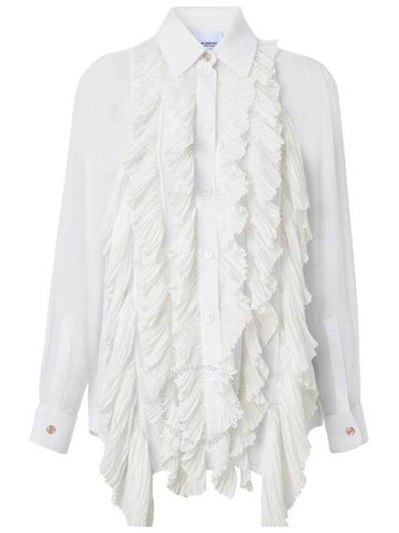 Burberry Marta Ruffle-Detailing Long-Sleeve Blouse, Brand Size 8 (US Size 6) - BURBERRY - BALAAN 1