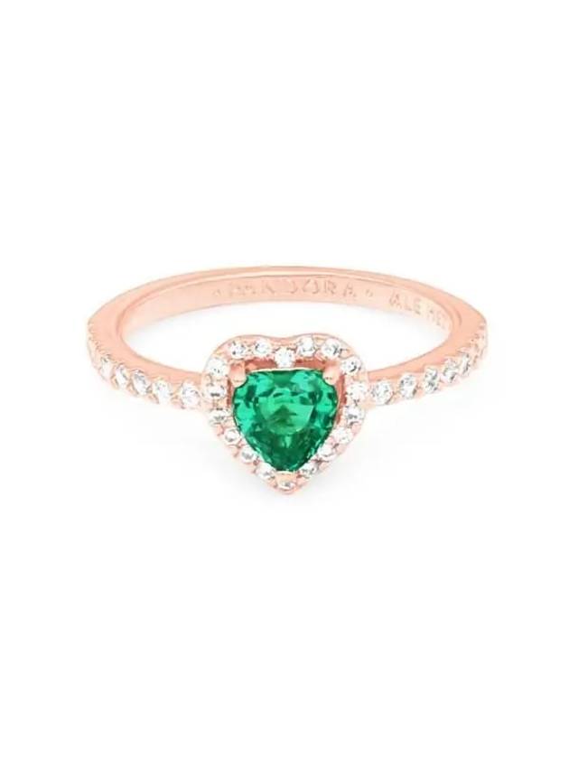 Sparkling Elevated Green Heart Ring Rose Gold - PANDORA - BALAAN 3