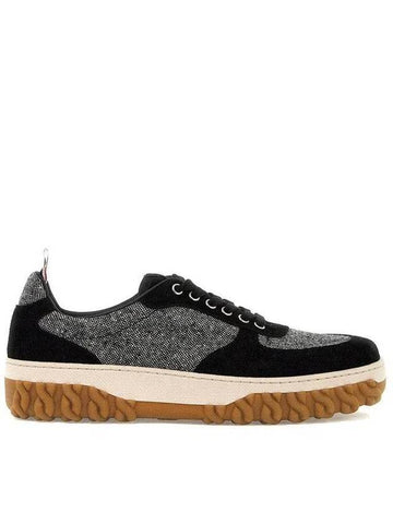 Letterman Tweed Low Top Sneakers Black - THOM BROWNE - BALAAN 1