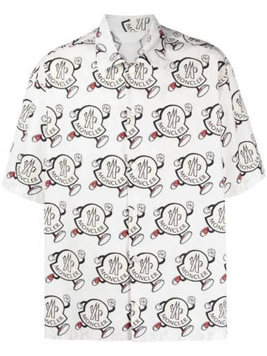 Allover Logo Print Short Sleeve Shirt White - MONCLER - BALAAN 1