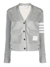 4-Bar Loopback Jersey Cardigan Light Grey - THOM BROWNE - BALAAN 2