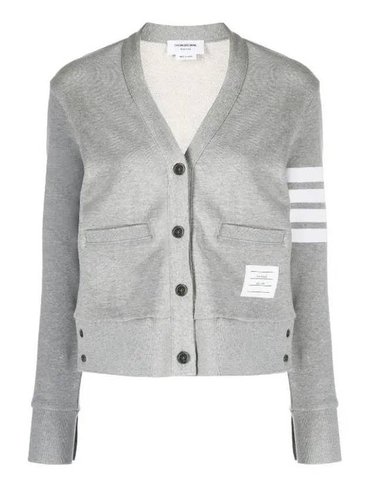 4-Bar Loopback Jersey Cardigan Light Grey - THOM BROWNE - BALAAN 2