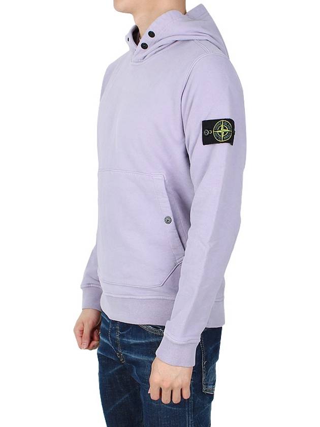 Snap Brushed Cotton Fleece Hoodie Lavender - STONE ISLAND - BALAAN 4