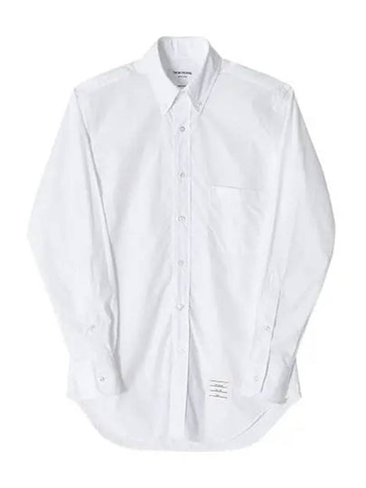 Men's Grosgrain Placket Solid Poplin Long Sleeve Shirt White - THOM BROWNE - BALAAN 2