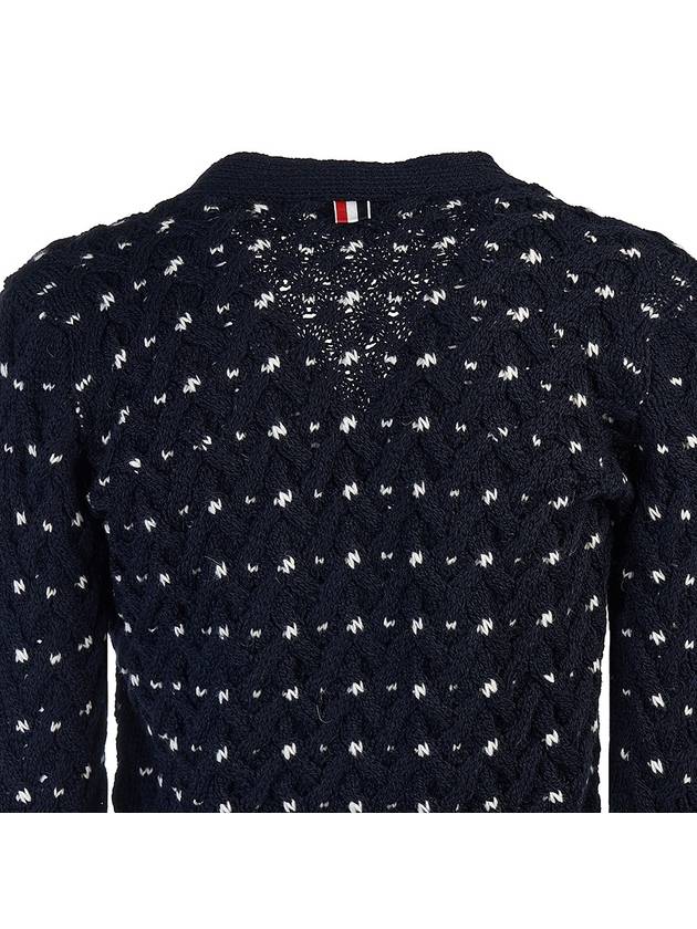 Donegal Cable Classic Wool Cardigan Navy - THOM BROWNE - BALAAN 6