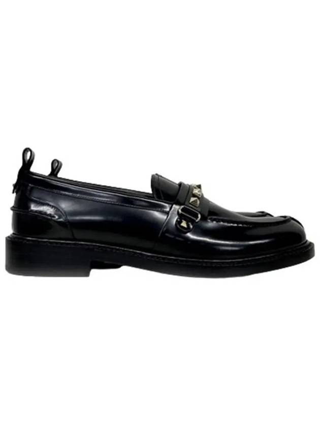 Women's Rockstud Calfskin Loafers Black - VALENTINO - BALAAN.