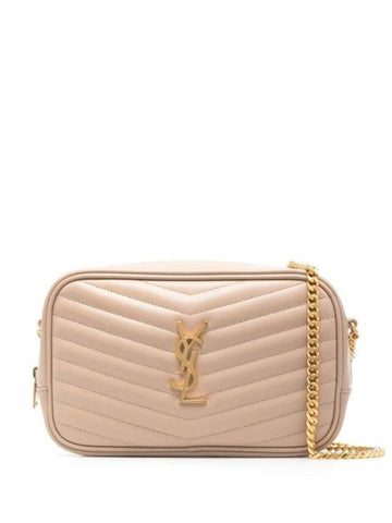 Lou Gold Mini Leather Cross Bag Beige - SAINT LAURENT - BALAAN 1