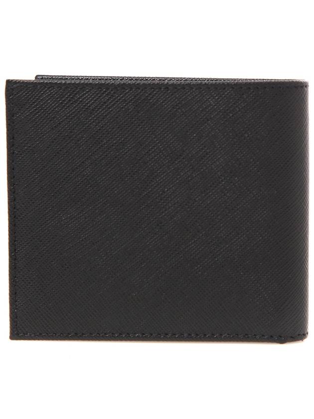 Triangle Logo Saffiano Half Wallet Black - PRADA - BALAAN 5