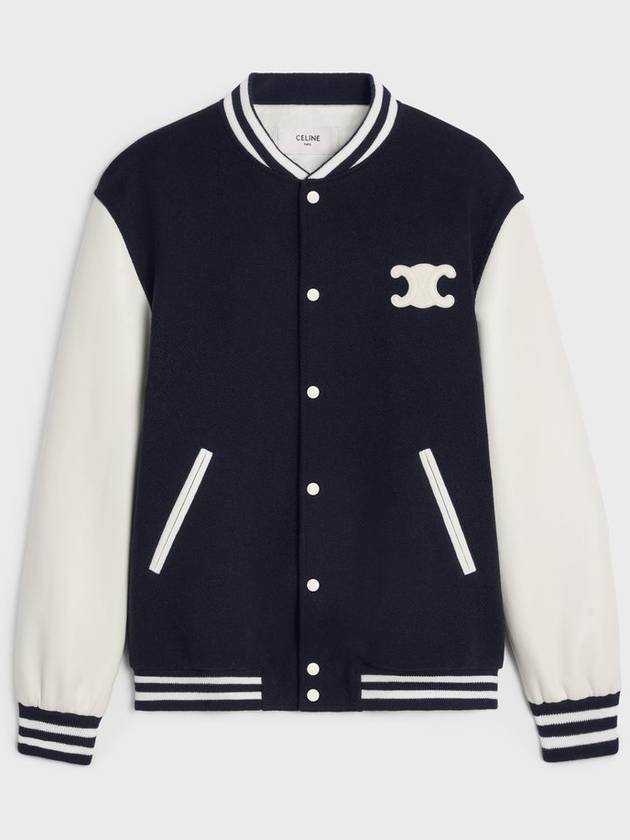 Teddy Varsity Texture Wool Jacket Navy - CELINE - BALAAN 2