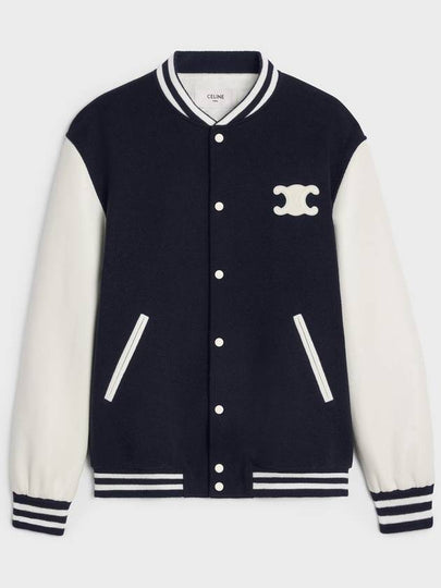 Teddy Varsity Texture Wool Jacket Navy - CELINE - BALAAN 2