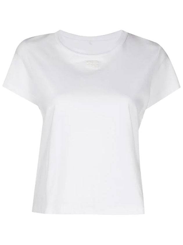 Logo Shrunken Cotton Jersey Short Sleeve T-Shirt White - ALEXANDER WANG - BALAAN 1