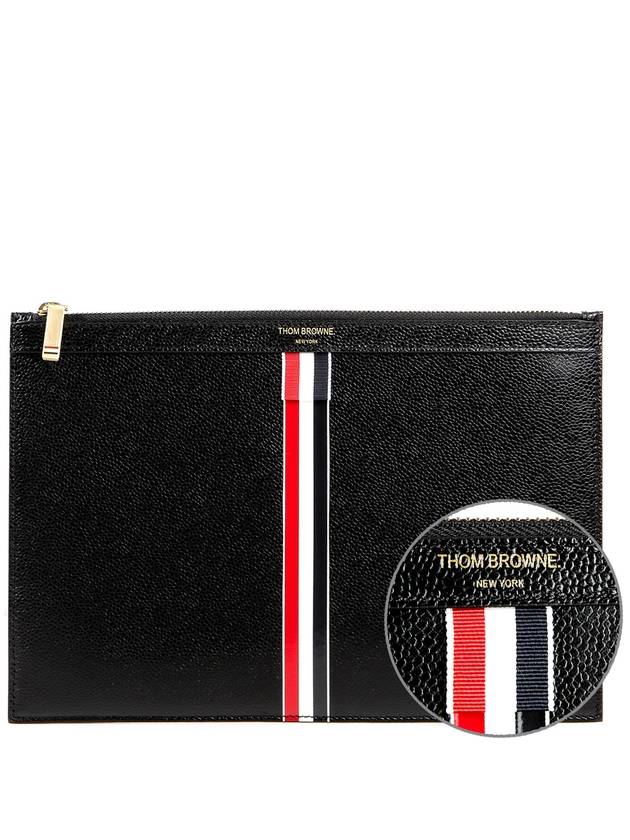 Intarsia Stripe Clutch Bag Black - THOM BROWNE - BALAAN 2