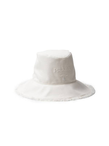 Wide Brimmed Bucket Hat White - PRADA - BALAAN 1