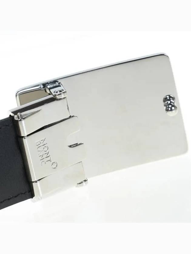 Plate Buckle Saffiano Leather Belt Black - MONTBLANC - BALAAN 6