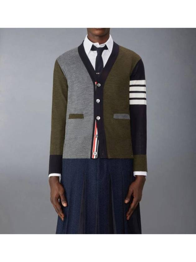 Men's Sustainable Classic Diagonal Wool Cardigan Med Grey - THOM BROWNE - BALAAN 2