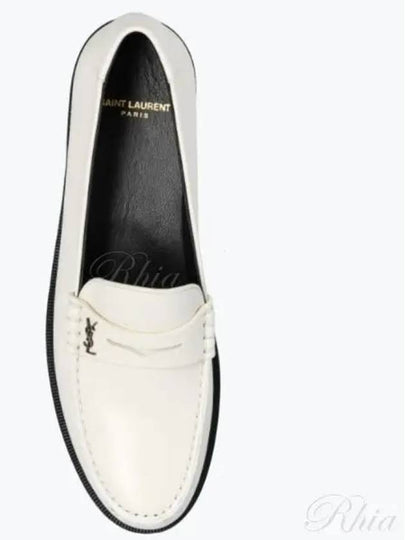 Men's Monogram Penny Smooth Leather Loafers White - SAINT LAURENT - BALAAN 2