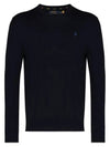 Pony Embroidery Cotton Knit Top Navy - POLO RALPH LAUREN - BALAAN.