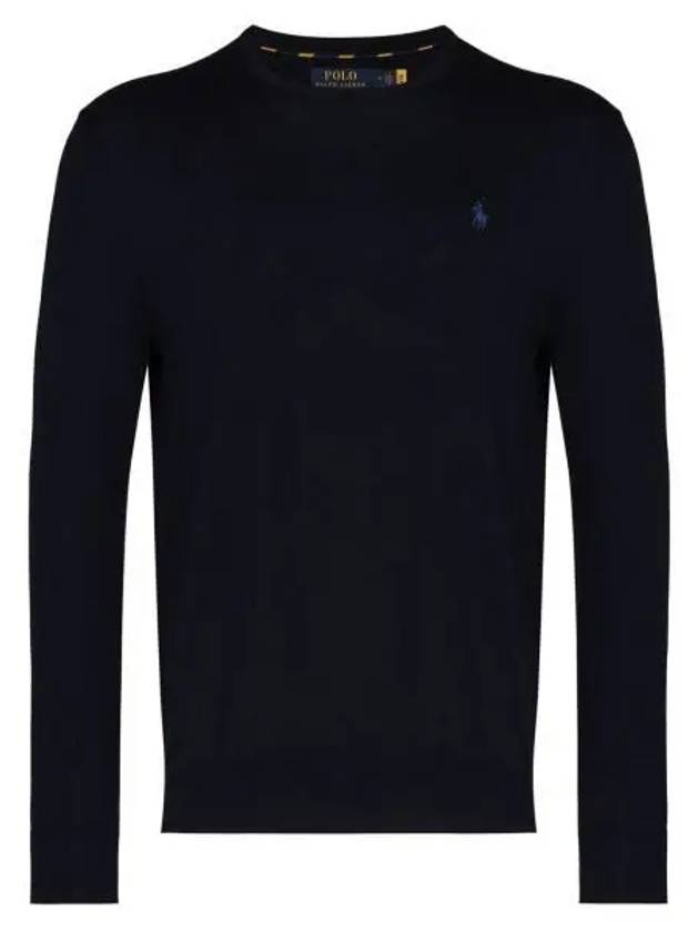 Pony Embroidery Cotton Knit Top Navy - POLO RALPH LAUREN - BALAAN.