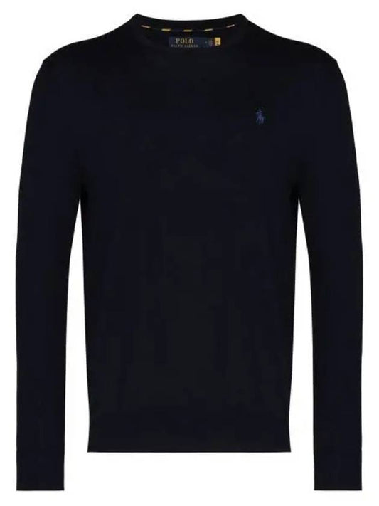 Pony Embroidery Cotton Knit Top Navy - POLO RALPH LAUREN - BALAAN.