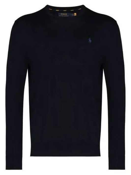 Embroidered Logo Crew Neck Knit Top Navy - POLO RALPH LAUREN - BALAAN 2