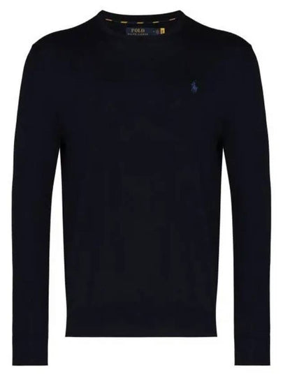 Embroidered Logo Crew Neck Knit Top Navy - POLO RALPH LAUREN - BALAAN 2