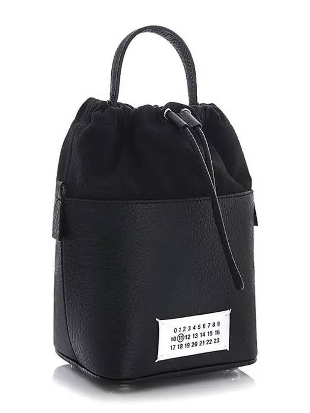 5AC Number Logo Texture Leather Bucket Bag Black - MAISON MARGIELA - BALAAN 3