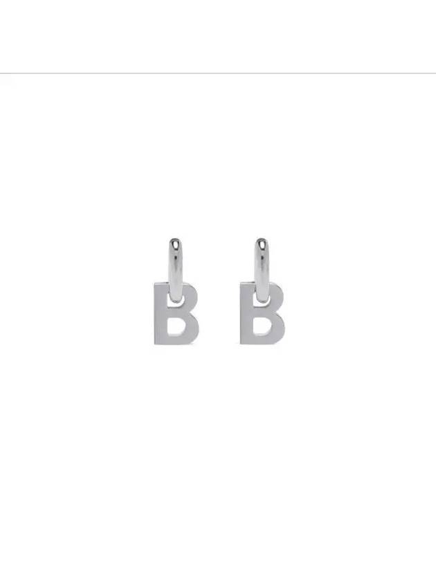 B Logo XL Earrings Silver - BALENCIAGA - BALAAN 2