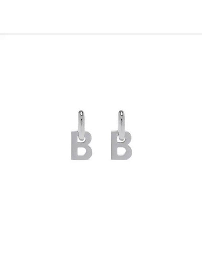 B Logo XL Earrings Silver - BALENCIAGA - BALAAN 2